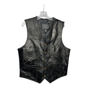 Italian Stone Design Navarre Leather Co Vest Men’s L Black Genuine Leather Biker